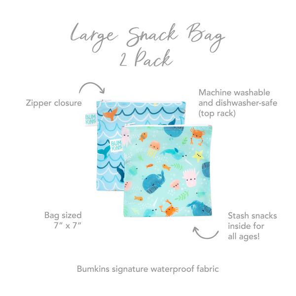 Bumkins Large Snack Bag 2pk - Rolling with the Waves
