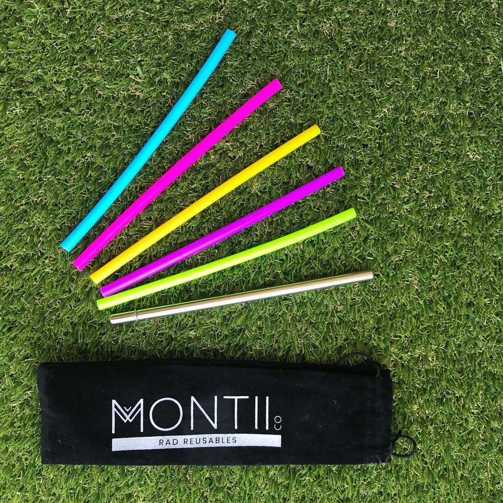 MontiiCo Mini Silicone Straws Set - phunkyBento