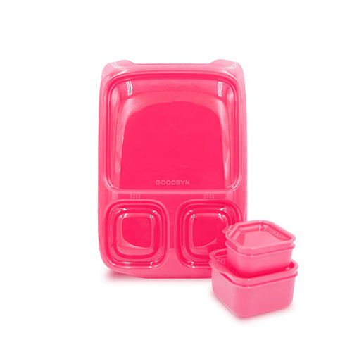 Goodbyn Hero Lunch Box (includes 2 leak proof dippers) - Neon Pink Red - phunkyBento