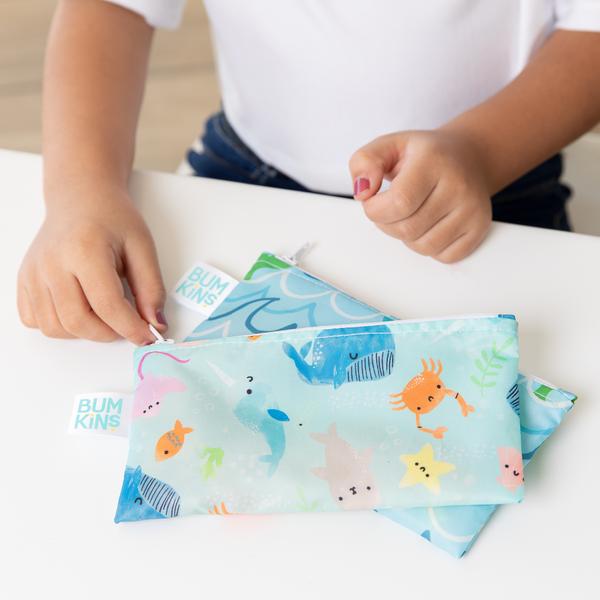 Bumkins Small Snack Bag 2pk - Rolling with the Waves