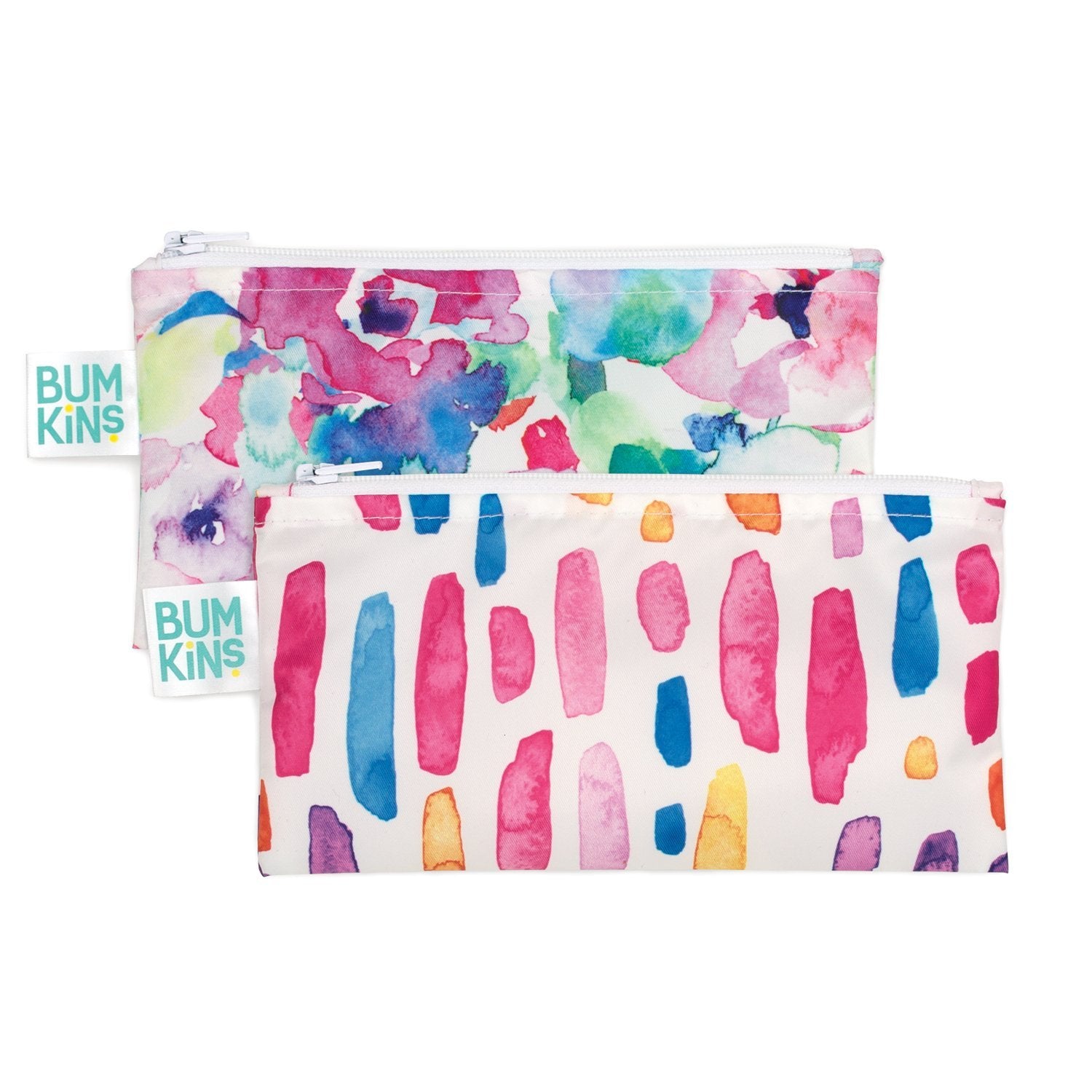 Bumkins Small Snack Bag 2pk - Watercolour & Brush Strokes - phunkyBento